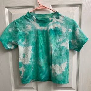 Hanes Green and White kids medium Short Sleeve Tie-Dye Tee